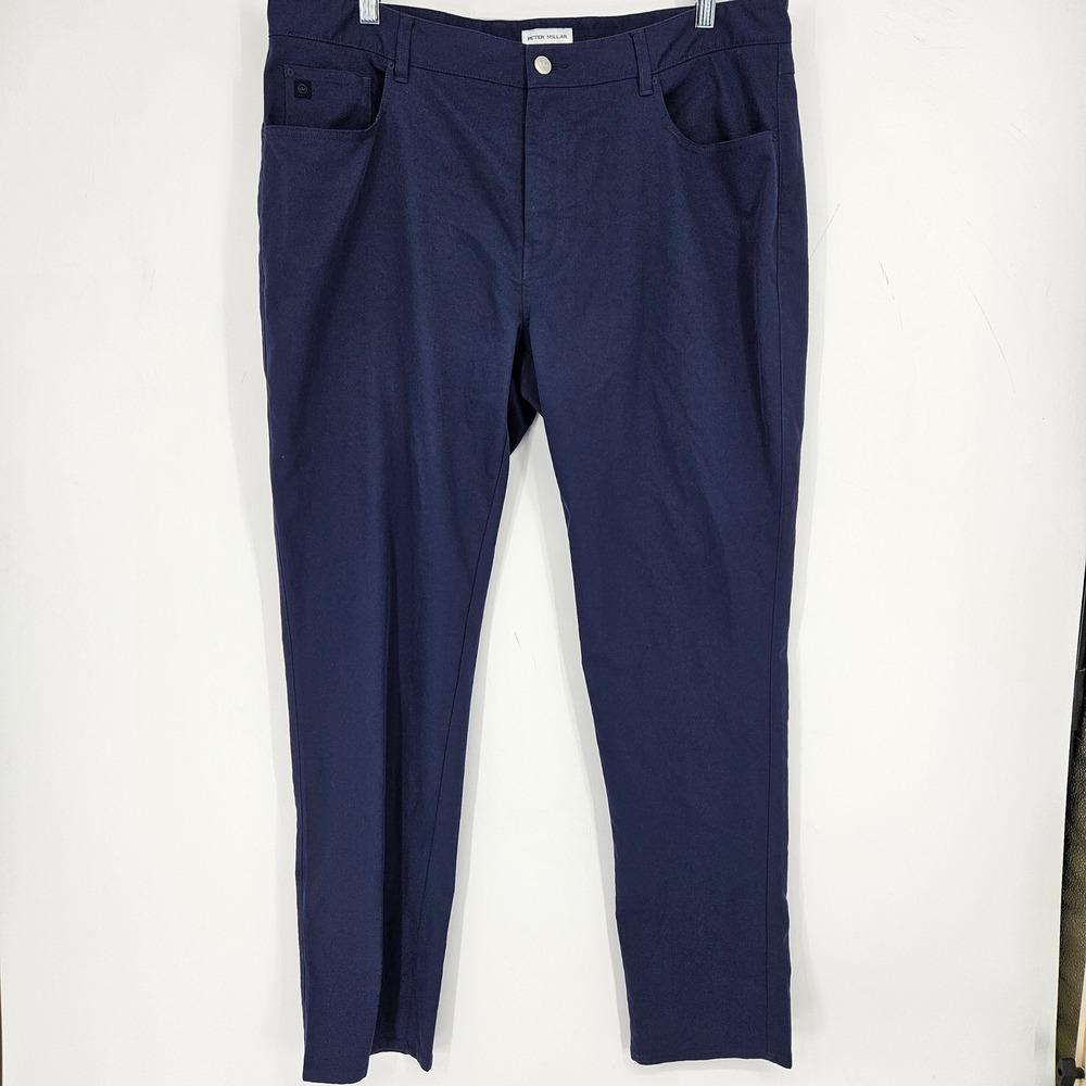 Peter Millar Pants Mens 38x32 5 Pocket Casual Preppy Golf Performance Chino Blue